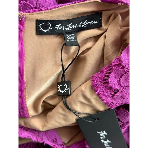 For Love and Lemons Gianna Apron Lace Crossback Dress Purple Size XS NWT - Picture 7 of 10